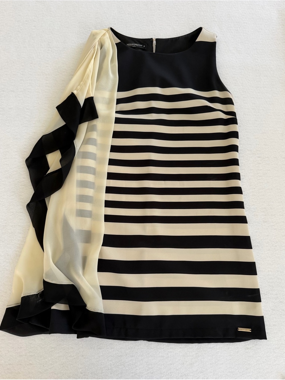 Rinascimento Black & Cream Sleeveless Striped Shift Dress